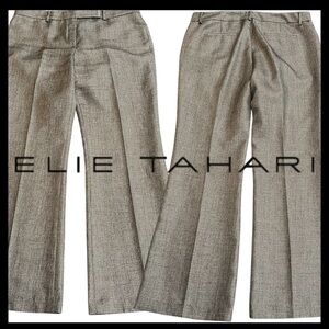 Elie Tahari Heathered Pewter Wool Blend Wide Leg Trouser Pant (12)